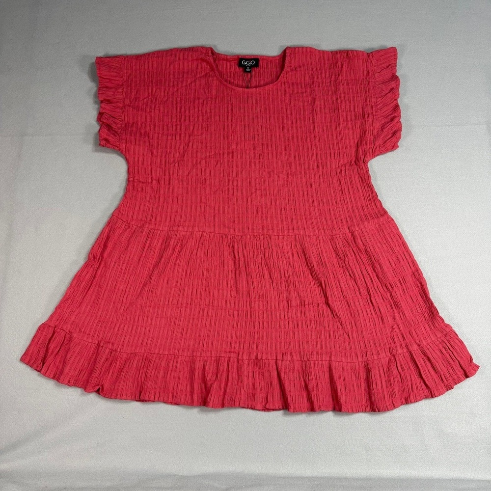 Gigio Smocked Babydoll Tunic Ruffle Sleeve Medium NWT Tiered Romantic Peasant